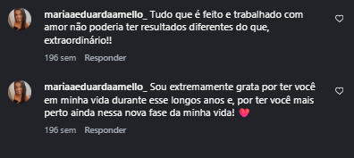 Feedback de mariaeduardaamello_ no Instagram