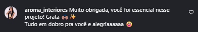 Feedback de aroma_interiores no Instagram